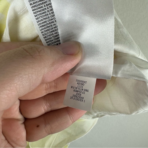 Janie and Jack Girls Yellow White Gingham Puff Short Sleeve Romper Size 12 - Picture 5 of 7